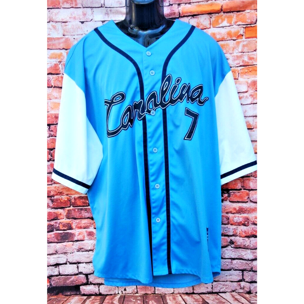 Raw Blue Classics Mens Embroidered Carolina Baseball Jersey